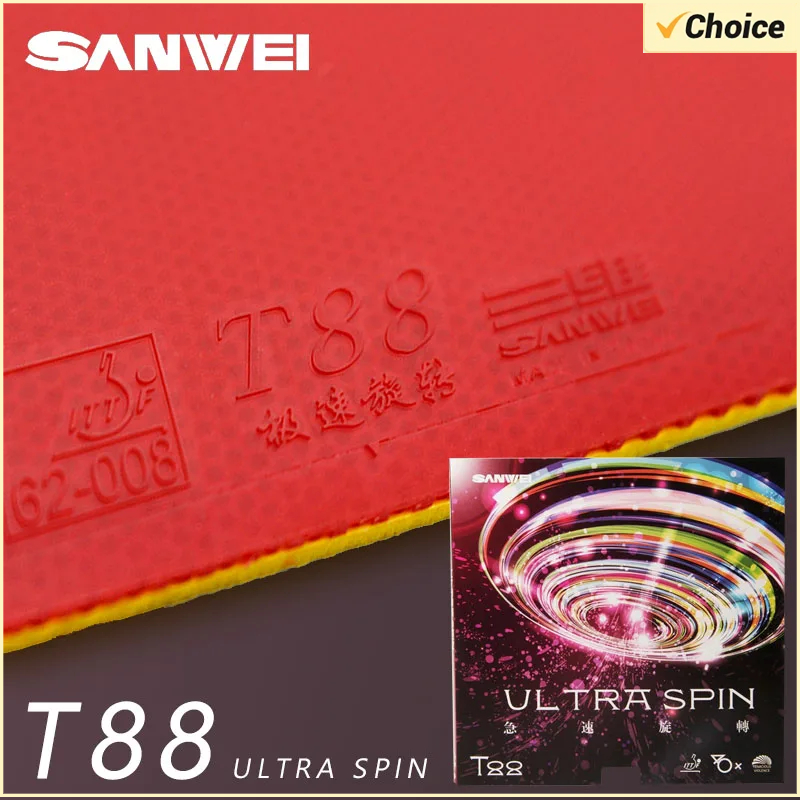 Table Tennis Rubber Anti Spin - オリジナル SANWEI T88 ウルトラスピン卓球ラバー半粘着制御ループピンポンラバー高弾性スポンジ選択