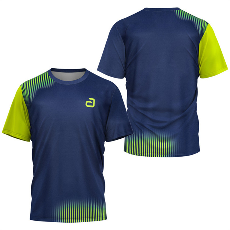 Table Tennis Shorts - 男性卓球 Tシャツアンダーカーレントパターンメンズサマーテニスバドミントン Tシャツトップ卓球クラブ速乾半袖