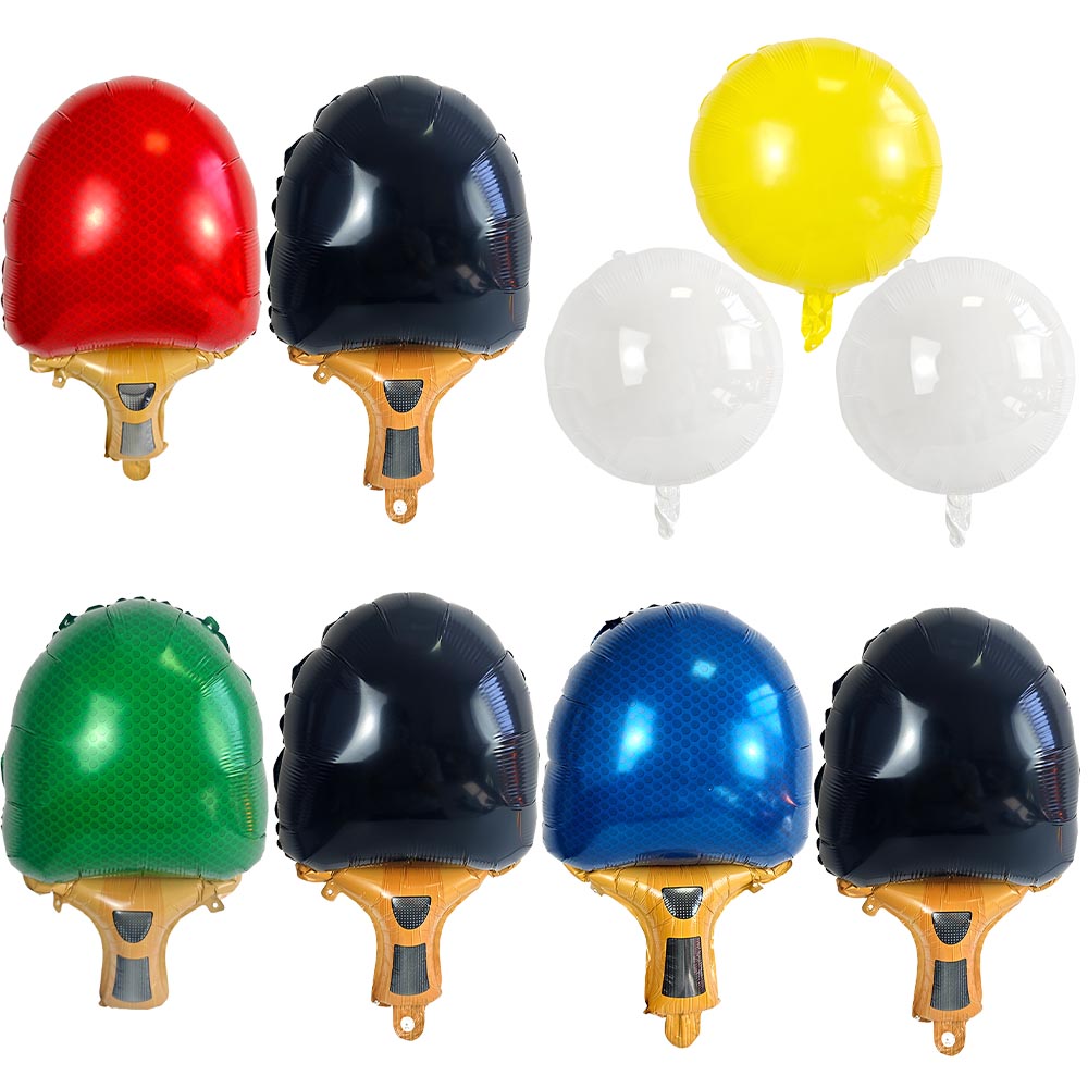 Table Tennis Bat - 卓球ラケットフォイルバルーン マルチカラー ピンポンパドルバルーン ピンポンボール付き スポーツテーマ 誕生日パーティー飾り