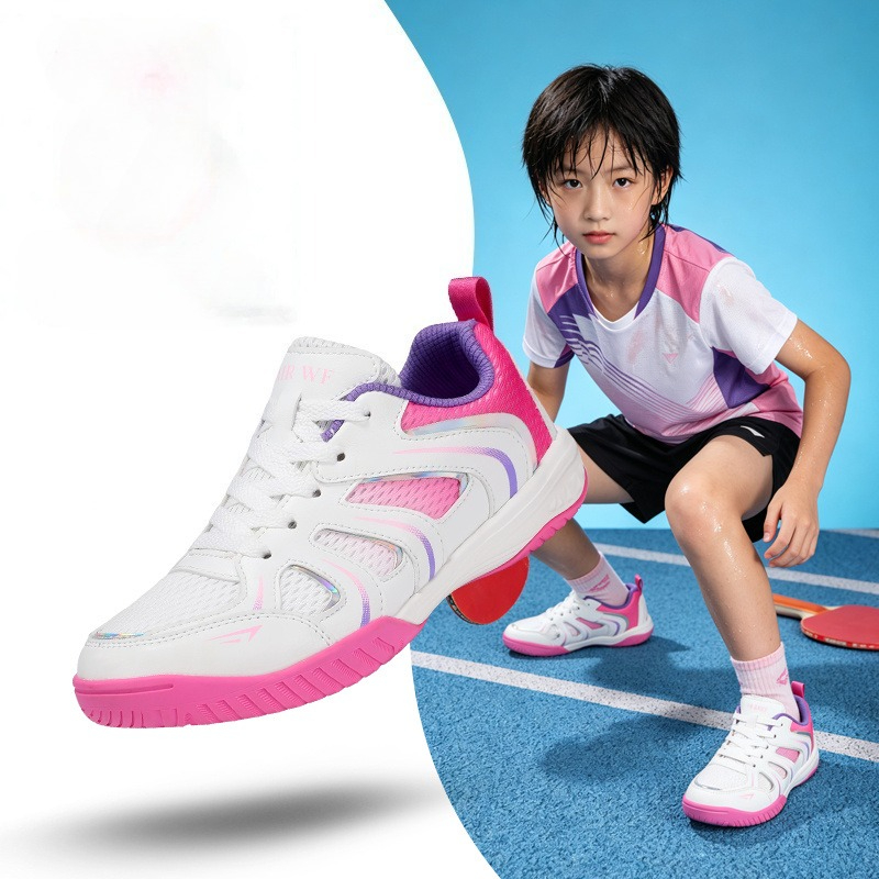 Table Tennis Volleyball - 子供用プロフェッショナル卓球シューズ、男の子と女の子向け、メッシュ通気性滑り止めバドミントンスポーツシューズ、サイズ30-40
