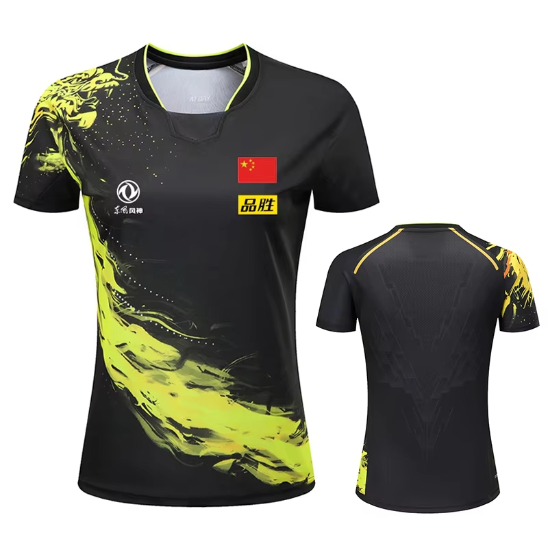 Table Tennis Shorts - 男性と女性のためのドラゴンプリント卓球Tシャツ,ファッションバドミントンスポーツTシャツ,ピンポンジャージ,フィットネスシャツ,中国