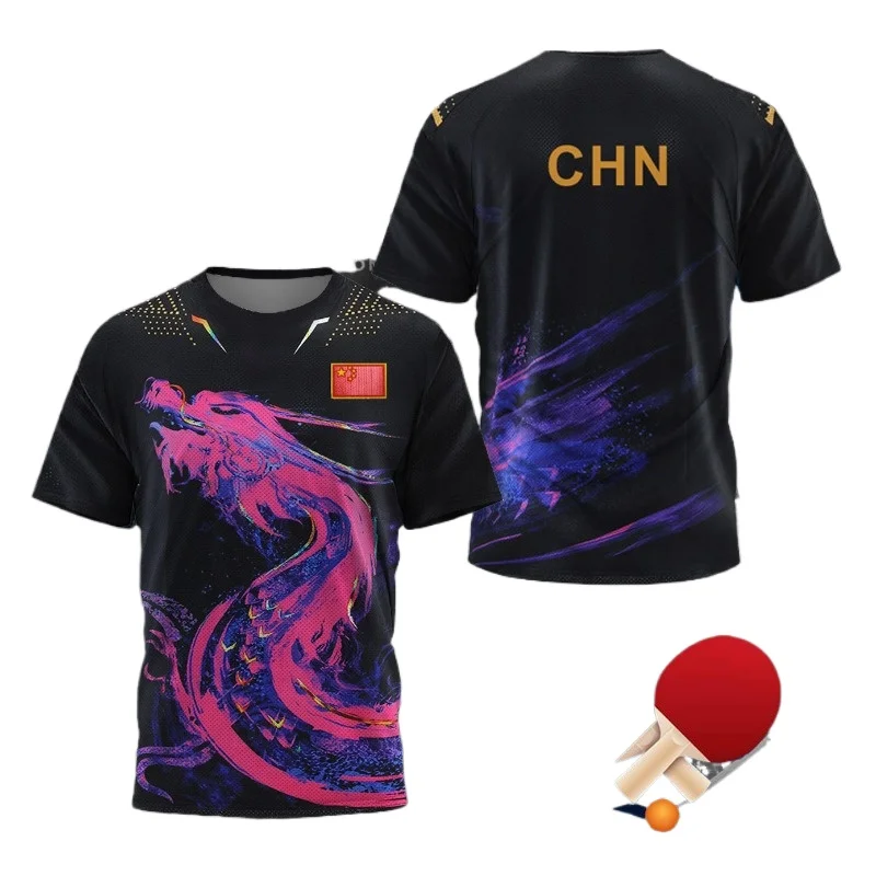 Table Tennis Shorts - 中国ドラゴン卓球グラフィック Tシャツ男性用衣類ファッションバドミントンスポーツ Tシャツピンポンジャージジムフィットネスシャツ