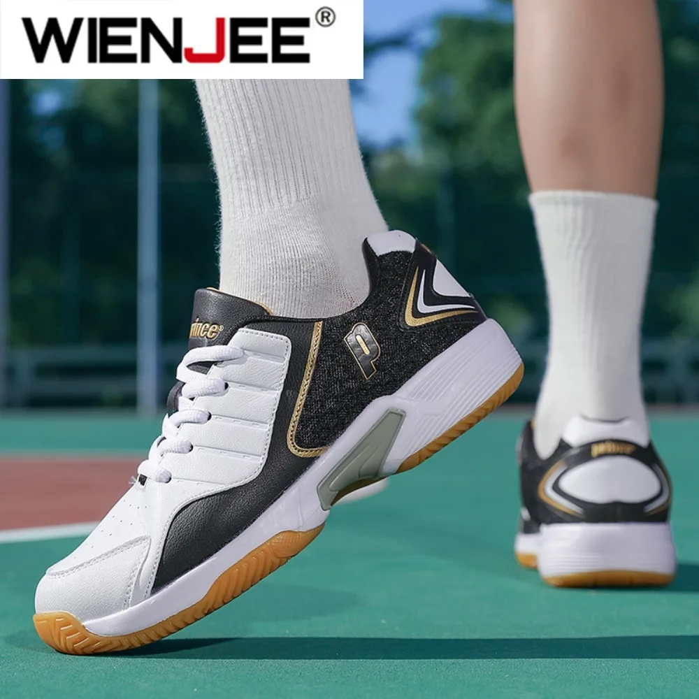 プロの男性女性革バドミントンシューズカップル滑り止めトレーニ - Table Tennis Volleyball のレビューと価格